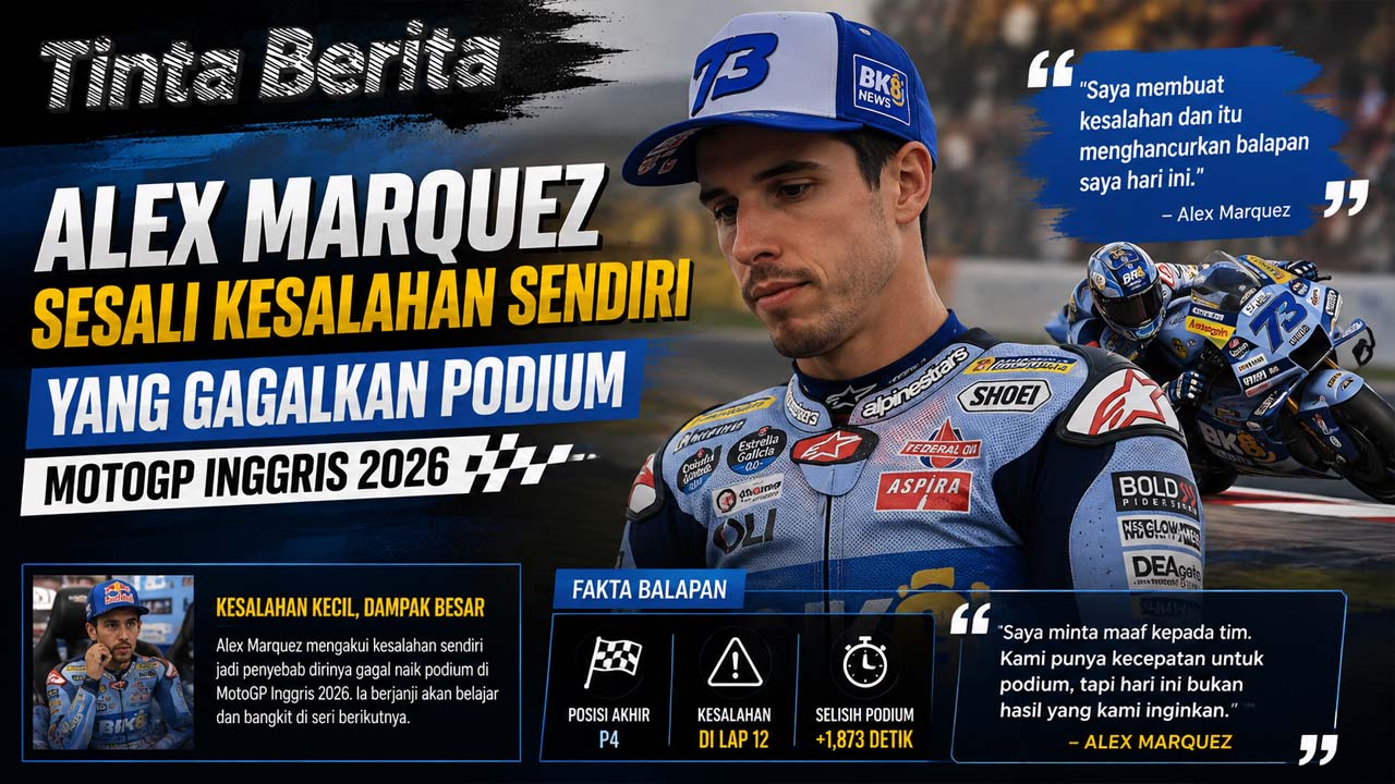 Alex Marquez Sesali Kesalahan Sendiri yang Gagalkan Podium MotoGP Inggris 2026