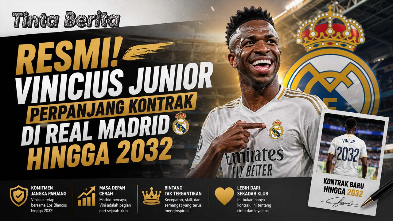 Resmi! Vinicius Junior Perpanjang Kontrak di Real Madrid hingga 2032