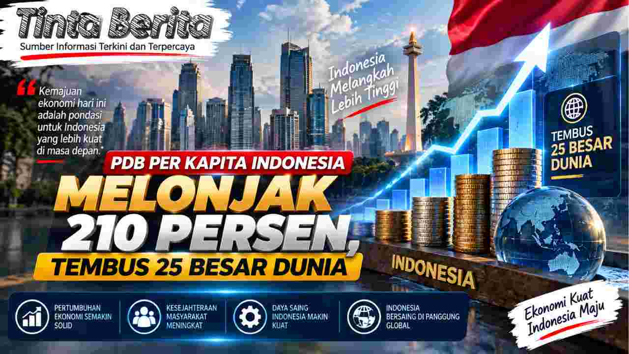 PDB per Kapita Indonesia Melonjak 210 Persen, Tembus 25 Besar Dunia