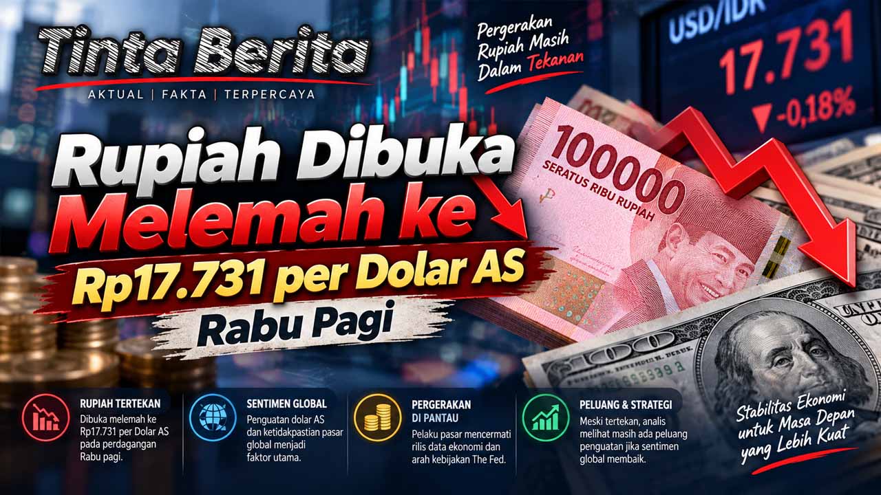 Rupiah Melemah Hari Ini ke Rp17.731, Tekanan Dolar AS Menguat