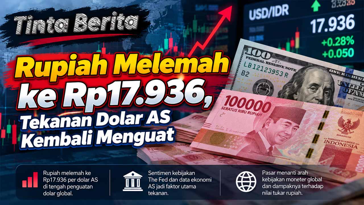 Rupiah Melemah ke Rp17.936, Tekanan Dolar AS Kembali Menguat